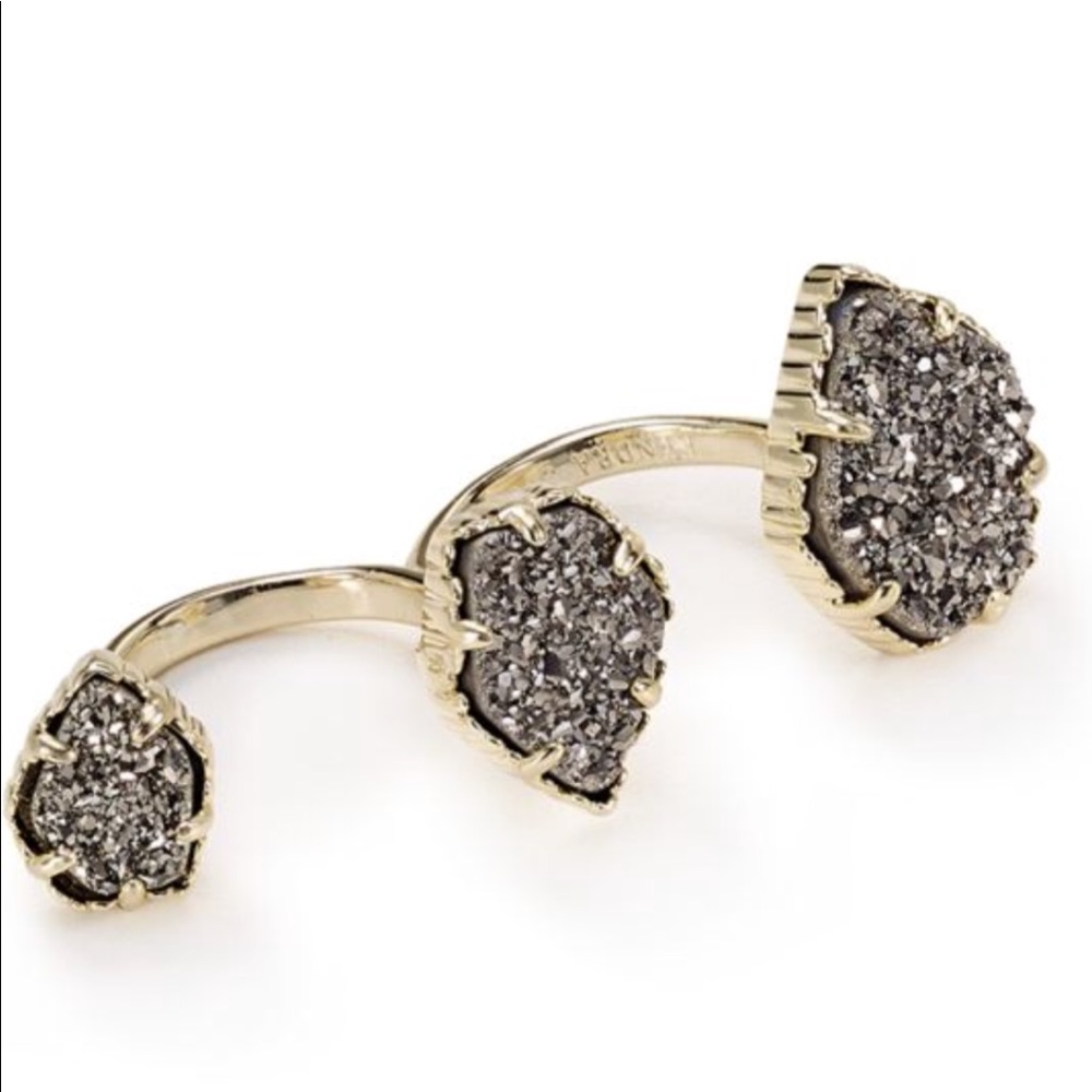 Kendra Scott Naomi double ring in gunmetal druzy